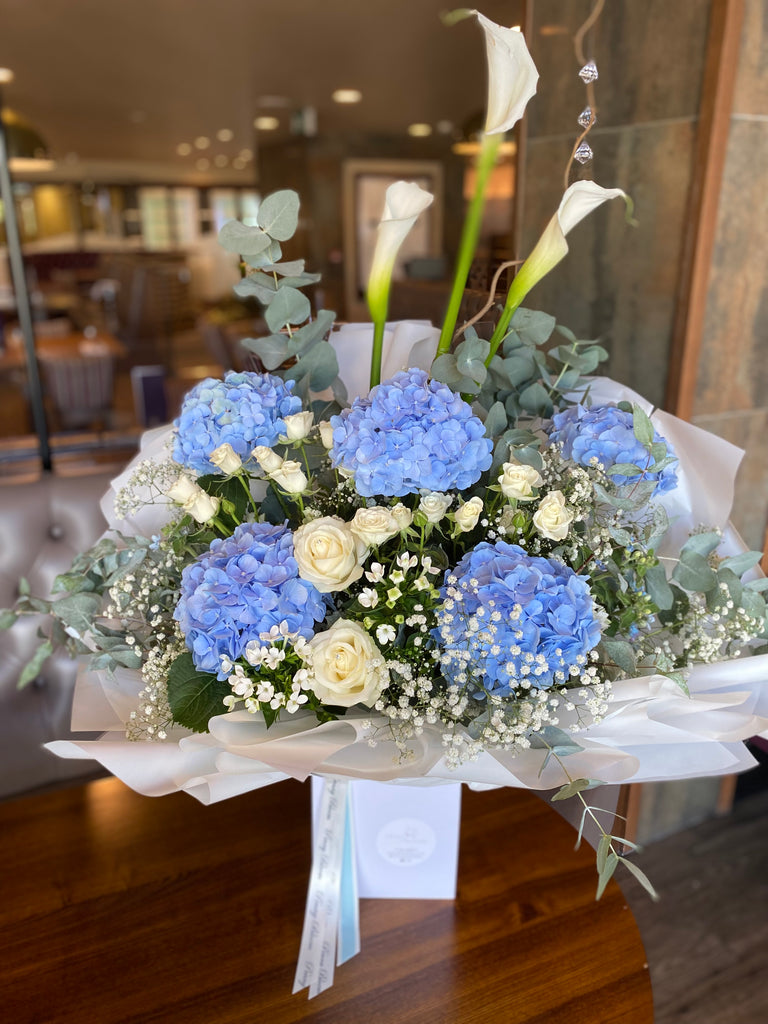 baby blue hydrangea luxury bouquet