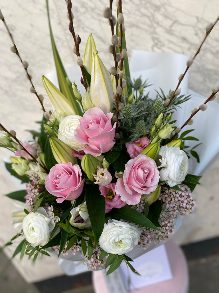 white pink and green luxury bespoke bouquet